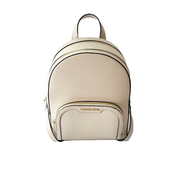 Michael Kors Jaycee Medium Zip Pocket Backpack Light Cream Leather - Picture 2 of 8